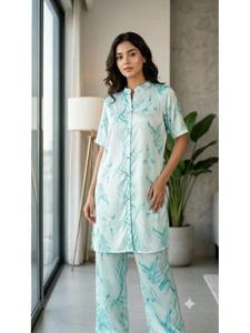 Ensemble coordonné pour femmes en coton satiné lourd, qualité supérieure, tenue deux pièces, tissu texturé élégant, haut et bas assortis confortables - Product Image 3