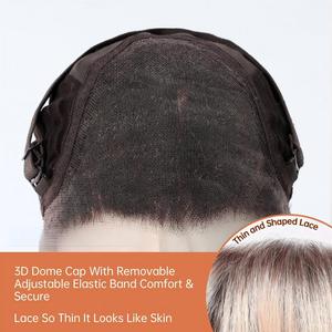 Nouveaux produits Perruques Lace Front HD 13x6 <span class=keywords><strong>Blond</strong></span> Platine Ombré Bob avec Raie Libre, Bonnet en filet respirant et Ligne de Cheveux Naturelle pour Femmes - Product Image 5