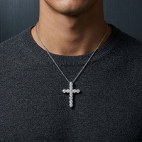Collana con Ciondolo a Croce in Moissanite da 3mm 4mm 5mm, Gioiello Classico Unisex per Uso Quotidiano, in Argento Sterling 925 con Incastonatura a Griffe