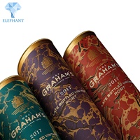 Impression personnalisée de marque de luxe artisanat vin papier tube cylindre emballage rond vide boîte cadeau pour bouteille en verre