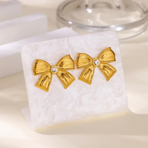 304 Stainless Steel <b>Butterfly</b> Cross Portrait Bow Gold Plated Earrings Three Dimensional Vacuum Electroplated 18K <b>Real</b> Gold Party - Product Image 5