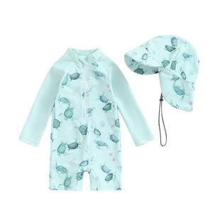 Costume da bagno intero in chiffon a maniche lunghe per bambina, taglie 70-80-90-100-110 - Product Image 3