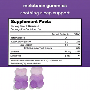 सॉरेसन स्लीप ग्मी पूरक मेलाटोनिन 10 मिलीग्राम वयस्क नींद समर्थन शाकाहारी आहार कार्बनिक विटामिन मेलाटोनिन गुम्मस - Product Image 3
