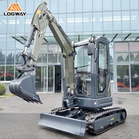Mini-pelleuse LOGWAY à prix de gros avec climatiseur de toit en option, idéale pour les travaux de terrassement, avec options de vitesse haute et basse
