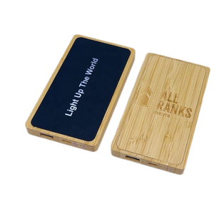 High Quality Bamboo 5000mAh Power Bank Wooden Slim Portable Mobile Phone Charger with Light up LED logo for Promotion