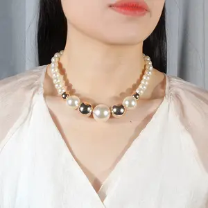 Pakistani Bridal Pearl Jewelry Sets Simple Single Layer Trendy Multicolor High Fashion Sister Necklace Set Fancy Necklace Sets