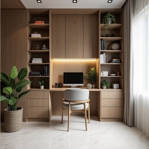 Librería de Madera de Nogal Fabricada en China con Diseño de Ratán, Almacenamiento Multifuncional para Estudio, Sala de Estar, Cafetería <span class=keywords><strong>y</strong></span> Biblioteca - Product Image 2