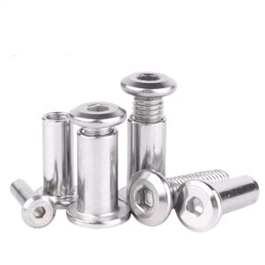 Vis de connexion pour meubles en acier inoxydable métrique de haute qualité M4 M6 M8 M12 à <span class=keywords><strong>tête</strong></span> cylindrique <span class=keywords><strong>avec</strong></span> embase hexagonale et <span class=keywords><strong>écrou</strong></span> à manchon - Product Image 2