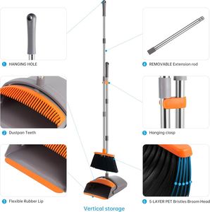 Juego de Escoba y Recogedor Mágico Multifuncional, Palo de Escoba de Acero Inoxidable, Cabezal de PET para Limpieza de Mascotas y Baños - Product Image 3