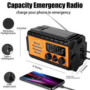 20000mah Noodradio Radio d'urgence Rechargeable manivelle Am Fm SW WB Radio météo batterie externe solaire Radio lampe de poche LED - Product Image 2