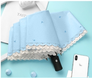<span class=keywords><strong>Parasol</strong></span> de protection UV en dentelle minimaliste <span class=keywords><strong>Parasol</strong></span> compact et portable à revêtement noir - Product Image 2