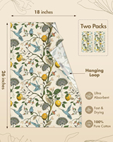 Lemon Floral Printed Cotton Tea Towel Ultra Absorbent Quick Dry Kitchen Dish Cloth With Hanging Loop for Home Housewarming Gift