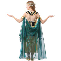 Kostum Halloween Anak Perempuan Cosplay Firaun Mesir Cleopatra Pertunjukan Panggung Tari Gaun Poliester