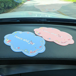 Ruijie <b>Car</b> Anti Slip Mat 2Pcs PVC Cartoon Peace And Joy Phone Holder Center Console <b>Decorative</b> Mat For <b>Car</b> Interior - Product Image 1
