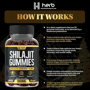 ODM/OEM Private Label <b>Shilajit</b> Extract Gummies Himalayan <b>Shilajit</b> <b>Resin</b> <b>Shilajit</b> Gummies for Energy Support and Brain Memory - Product Image 3