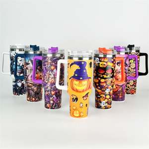 Bouteille d'eau isotherme en acier inoxydable de 40 oz, tasse à double paroi sous vide, gobelet de voiture avec poignée, couvercle et paille pour le voyage - Product Image 6