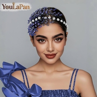 YouLaPan – bandeau bleu élégant pour femmes, associé à des strass, adapté aux mariages, aux danses, aux fêtes, accessoires de cheveux élégants, YXA282