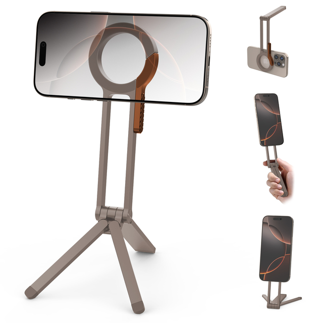 Aluminium Magnetic Pocket Phone Tripod Foldable Compatible With iPhone 16/15/14/13/12 Plus Pro Max Mini Phone Mount Desk Stand