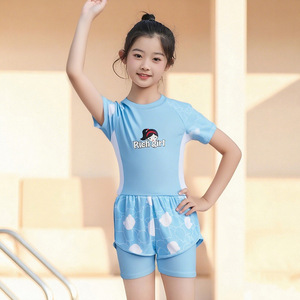 Traje de Baño para Niñas Richgirl, Color Azul Lago, Secado Rápido, UPF 30, para Niños - Product Image 1