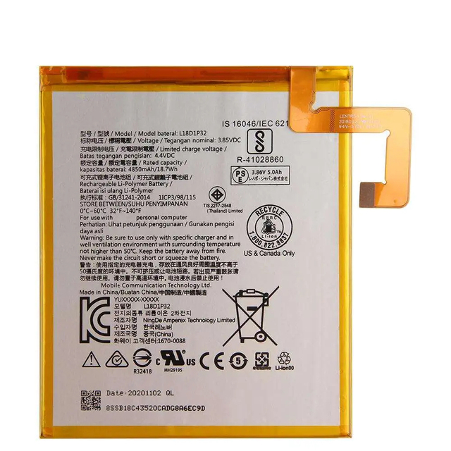 L18D1P32 Tab Replacement Battery for Lenovo Tablet M10 TB-X605L TB-X605F TB-X605M TB-X505X X505L