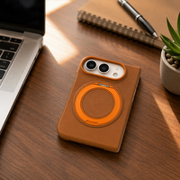 Étui de téléphone pliable en cuir PU pour iPhone Duo 360 avec support anneau, logo personnalisé, fabrication OEM