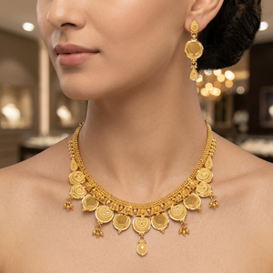 Collar de gota de agua chapado en oro para mujer |   Cadena de cuentas moderna para boda |   Joyería Coleccionable Cultural Fina Certificada por Terceros - Product Image 2