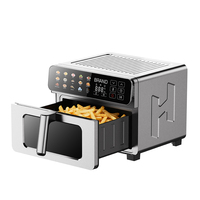 Friteuse à air multifonctionnelle sans huile, grande capacité 8-16L, en acier inoxydable, pour la cuisson domestique, de forme carrée