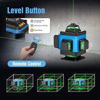 Niveau laser vert industriel 3D/4D à 12/16 lignes, 360 degrés, avec ligne laser croisée, alimentation par batterie au lithium, qualité DIY, vente en gros
