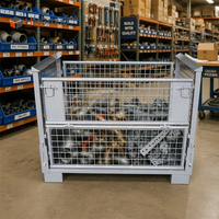Cage de stockage personnalisée en acier doux, robuste, empilable 4 niveaux, pliable, pour palette simple