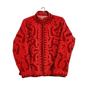 Blouson Bomber en Velours Tricoté Brodé 100% Coton Réversible Écologique Matelassé Coupe-Vent Respirant avec Lettres en Nylon et Laine - Product Image 4