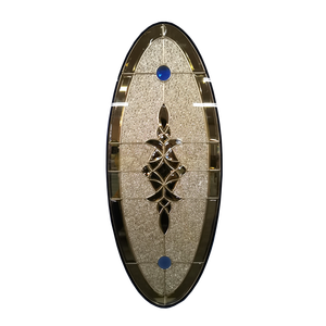 Insertos de Vidrio Ovalados con Patrón de Flor de Hielo y Plomo Plateado para Puerta de Entrada Principal - Product Image 6