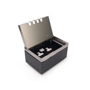 Caja de Piso Empotrada de Acero Inoxidable para Materiales de Piso de Mármol con Tomas de Corriente para Sistemas de Audio y Video - Product Image 3