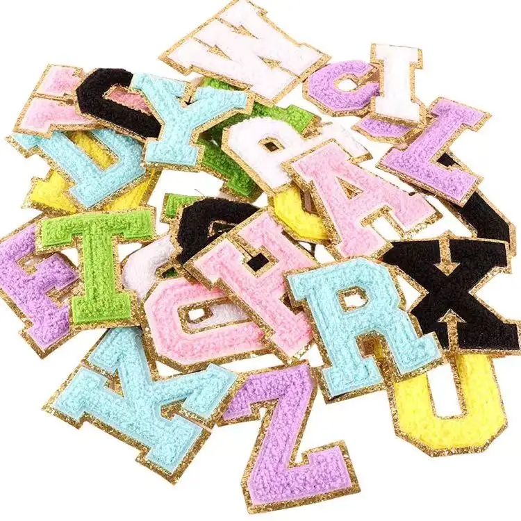 Logotipo personalizado do oem, números de letras recicladas tecido bordado remendo 3d sarja tecido ferro no bordado patches para venda