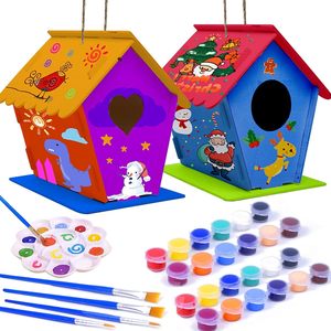 <span class=keywords><strong>Kit</strong></span> de nichoir bricolage de qualité supérieure <span class=keywords><strong>pour</strong></span> ensemble de travail du bois suspendu <span class=keywords><strong>pour</strong></span> enfants et peinture Wioden Craft Kids Wooden Bird House Aviary - Product Image 1