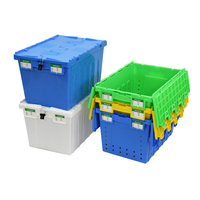 Boîte de rangement en plastique solide vert durable de 600*400*320 mm avec couvercle, empilable, emboîtable, écologique, légère, pour le déménagement