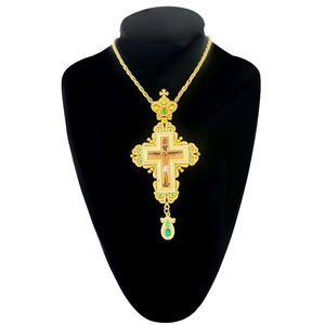 Kalung Salib Ortodoks Yunani HT Gold dengan Amulet Religius Yesus Keselamatan Kristen, Hadiah untuk Pendeta Uskup - Product Image 6