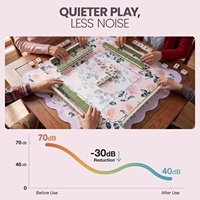 Tapis de mahjong en caoutchouc pour table (fleur rose) |   Comprend un sac de transport compatible avec les jeux de cartes et de dominos et les jeux de société
