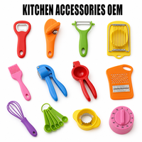 Accessoires de cuisine moulés par injection personnalisés P&M, OEM, en PP multicolore : éplucheur, ouvre-boîte, fouet, trancheuse, minuteur, presse-agrumes