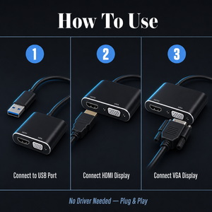 <span class=keywords><strong>Adaptateur</strong></span> <span class=keywords><strong>USB</strong></span> 3.0 vers HDMI et VGA, convertisseur <span class=keywords><strong>USB</strong></span> vers HDMI VGA, <span class=keywords><strong>adaptateur</strong></span> vidéo double moniteur pour ordinateur portable, PC, bureau, maison, travail - Product Image 5