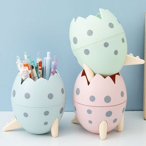 Portalápices con forma de huevo de dinosaurio, caja de almacenamiento pequeña redonda de material PP para organización de escritorio y oficina - Product Image 1