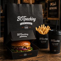 Boîte en papier jetable personnalisée avec logo OEM pour repas (hamburger, poulet frit, frites) – Emballage à emporter pour restaurants et chaînes de cafés