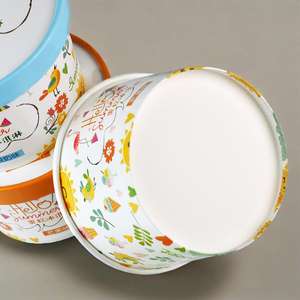 Gobelets et bols en papier écologiques jetables de 4 oz, 8 oz et 16 oz avec couvercles pour contenir des glaces, des gelatos, des coupes glacées et des biscuits - Product Image 3