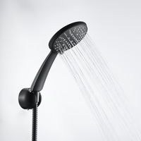 GEE-N 2022 Pommeau de douche à main traditionnel 5 fonctions, jet doux, effet pluie, noir mat, ABS, économie d'eau