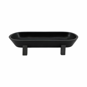 Ciotola decorativa ovale per centrotavola da caffè, decorazione minimalista per la casa, complemento d'arredo per il soggiorno, finitura nera opaca - Product Image 1