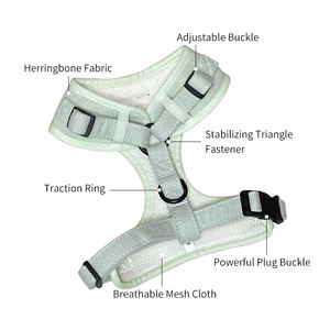 Harnais et laisse pour chien BOBO&YOYO, luxe, logo personnalisé, maille respirante, boucle en tweed réglable, ensemble collier pour chiens - Product Image 2