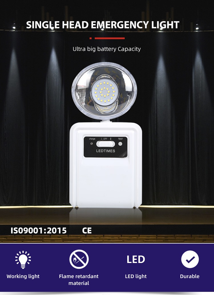 LEDTIMES Low Price 6V4.5AH Adjustable Indoor Hotel 0.5W Single Head Rechargeable Led Emergency Light