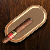 Cendrier à cigares ovale noir doré brossé avec support perforé et design combiné, ensemble de plateau à cigares en métal