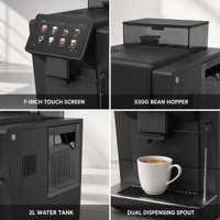 Machine à café électrique automatique PENMARCH, machine à expresso intelligente avec moulin intégré pour usage hôtelier, boîtier en plastique argenté