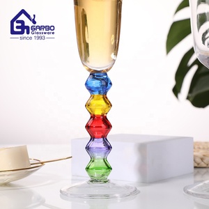 Copa de vino vintage con tallo colorido para catering o copas de champán de boda copas hechas a mano de gama alta - Product Image 6
