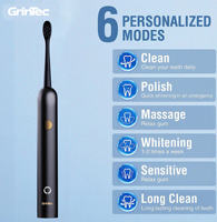 Brosse à dents électrique ultrasonique étanche à 6 niveaux, personnalisable par le fabricant, avec charge USB et interface Type-C, poils souples